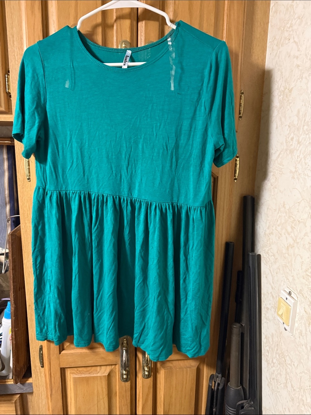 Azules Teal Short Sleeve Peplum Tunic